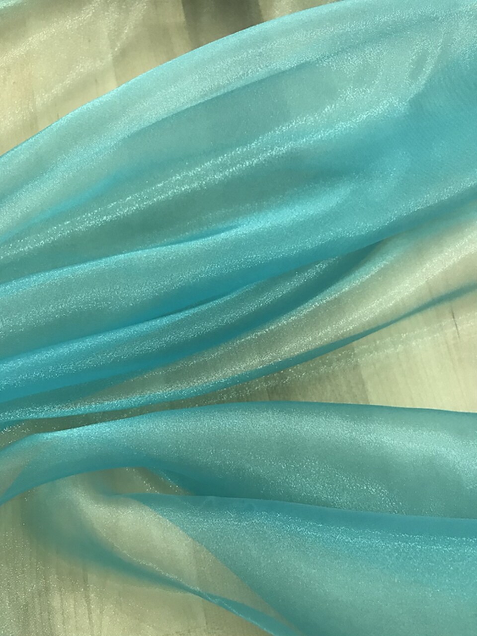 1 Yard Turquoise Crystal Organza Sheer Shiny Fabric Lightweight Polyester for Sewing and Decorations